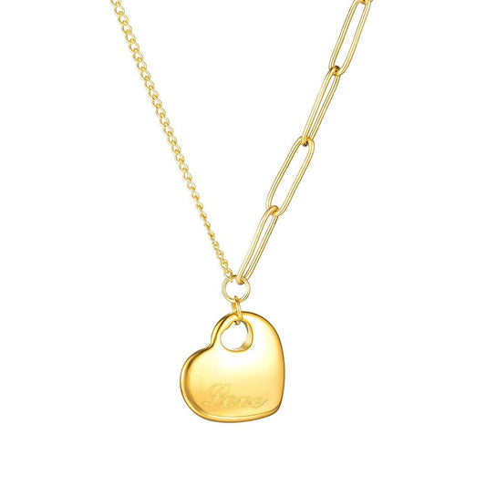 Steel Gold Women Heart Choker Necklace