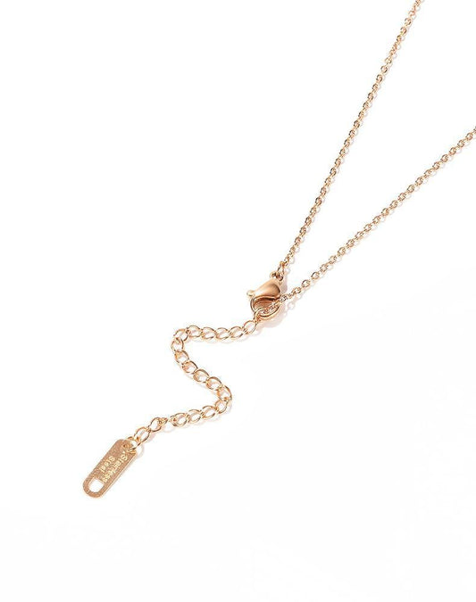 Steel Rose Gold Pearl Oysters Lock Necklace