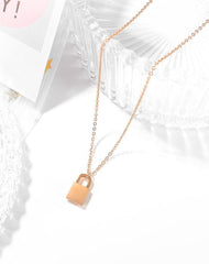 Steel Rose Gold Pearl Oysters Lock Necklace