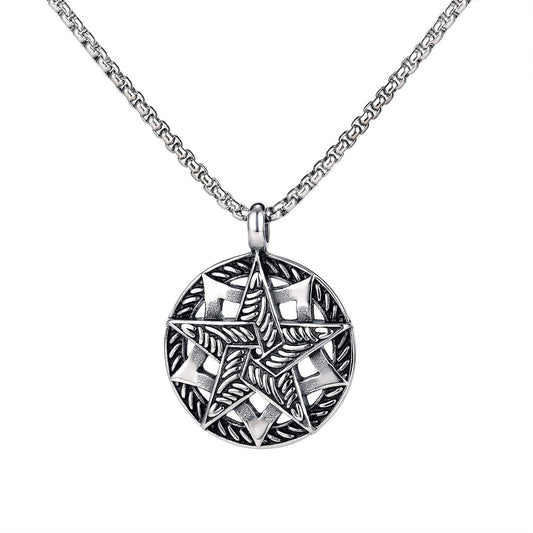 Stainless Steel Vintage Circle Round Necklace For Men