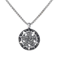 Stainless Steel Vintage Circle Round Necklace For Men