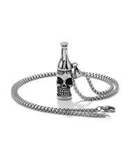 Stainless Steel Wine Bottle Skull Necklace