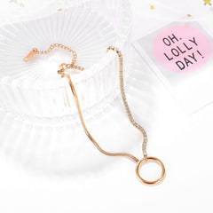 Stainless Steel Rose Gold Circle Necklace