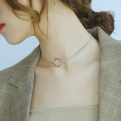 Stainless Steel Rose Gold Circle Necklace