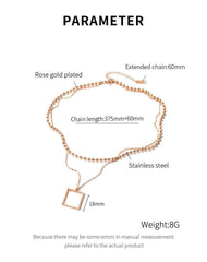 Stainless Rose Gold Ball Layered Chain Necklace