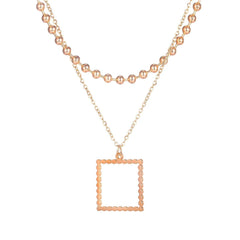 Stainless Rose Gold Ball Layered Chain Necklace