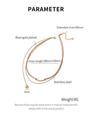 Steel Rose Gold Smile Bar Multi Layered Necklace