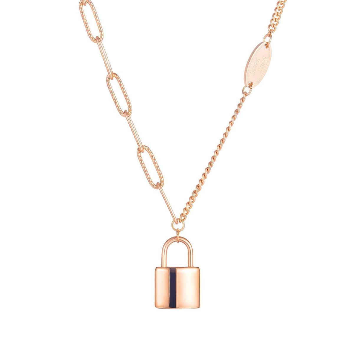Stainless Steel Lock Chain Necklace