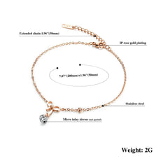 Steel Rose Gold Bow Anklet