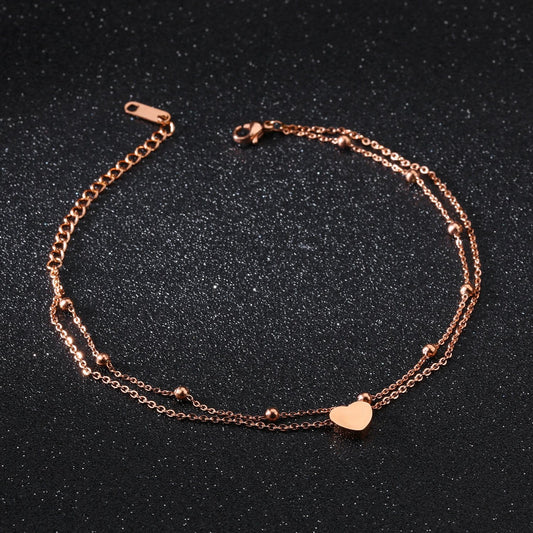 Stainless Steel Rose Gold Womens Anklets