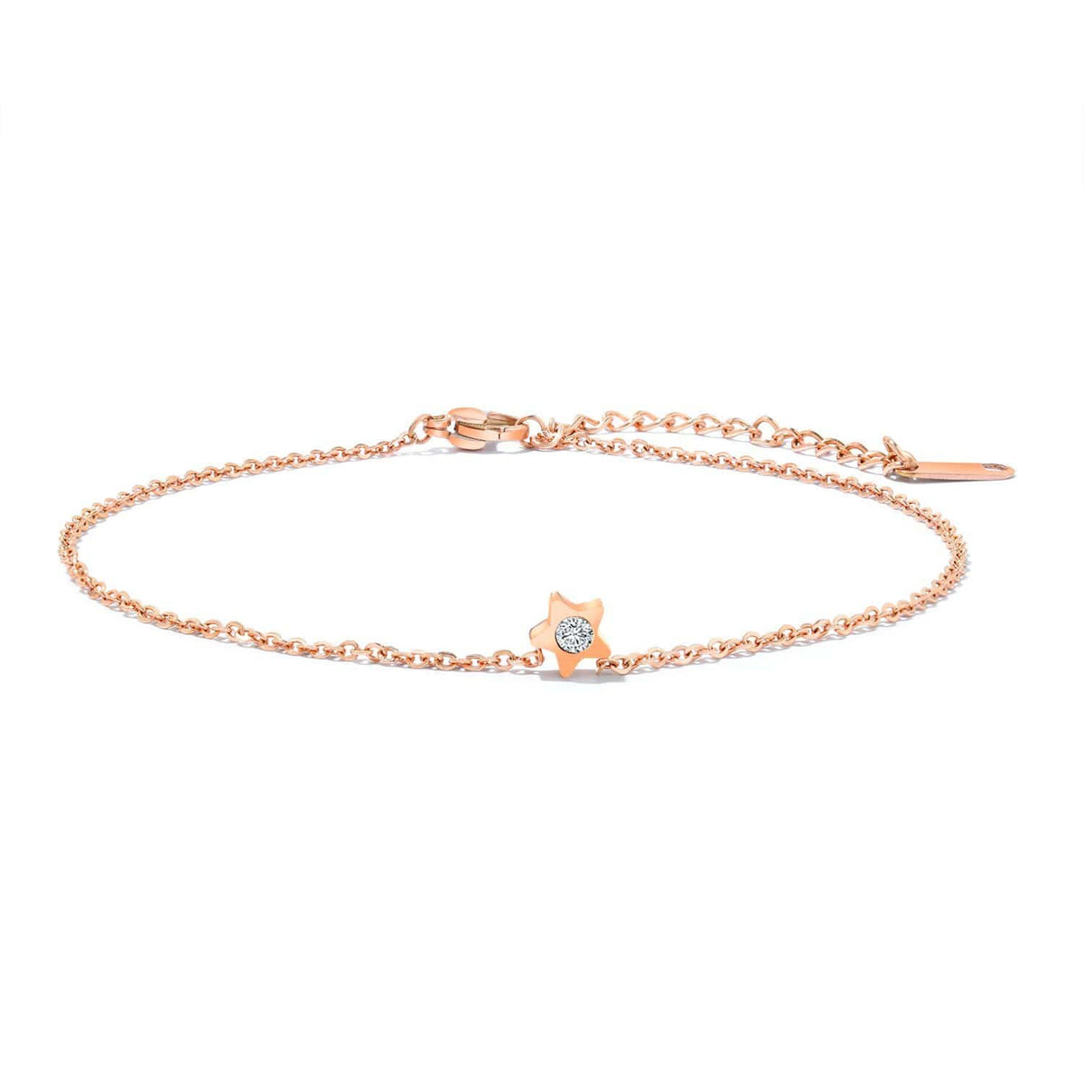 Stainless Steel Rose Gold Star Anklet