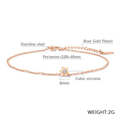 Stainless Steel Rose Gold Star Anklet