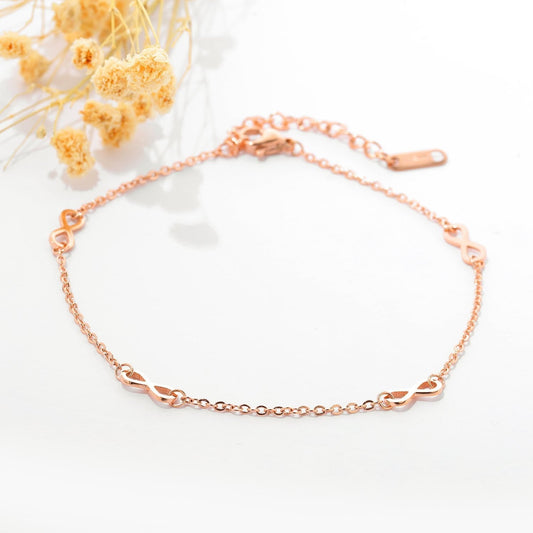 Stainless Steel Rose Gold Infinity Anklet