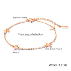 Stainless Steel Rose Gold Butterfly Anklet
