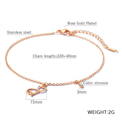 Stainless Steel Rose Gold Cat Anklet