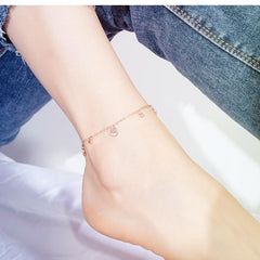 Stainless Steel Rose Gold CZ Cat Anklet