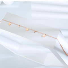 Stainless Steel Rose Gold CZ Cat Anklet