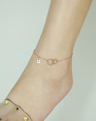 Women Double Circle Chain Anklet Bracelet