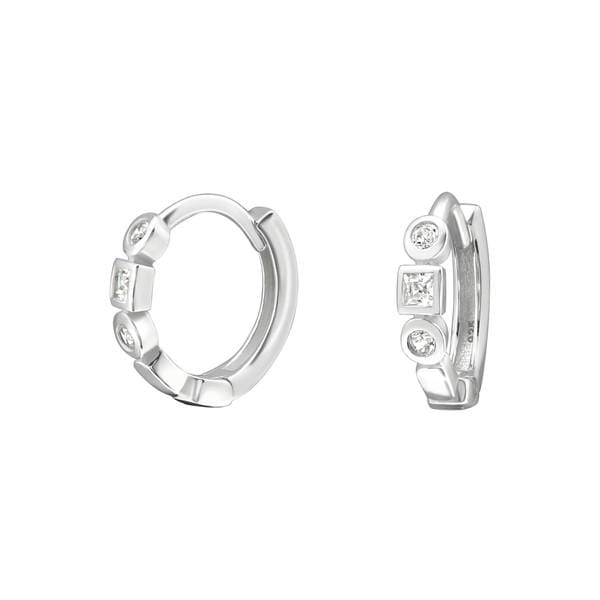 Silver CZ Hoop earrings