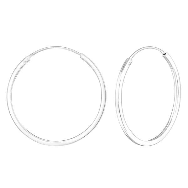 Silver Hoop Earrings  30mm