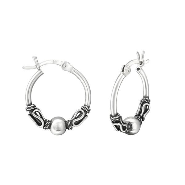 Silver Vintage  Bali Hoop Earrings