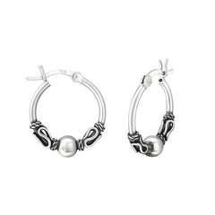 Silver Vintage  Bali Hoop Earrings