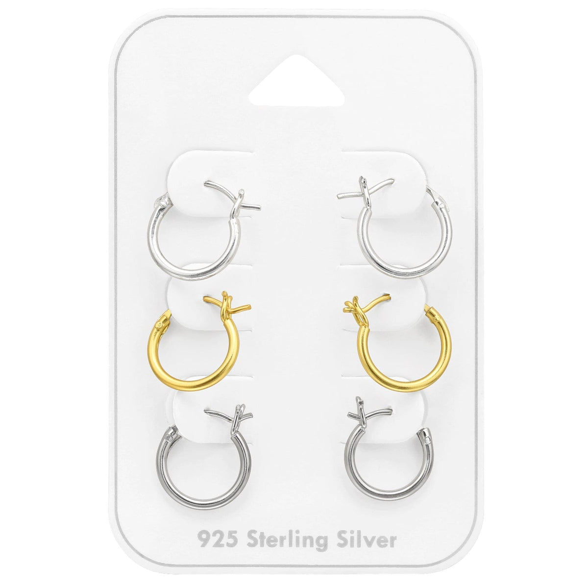 Silver French Lock Hoop Earrings Set