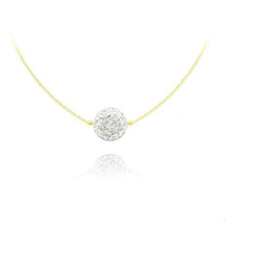 24K gold plated sterling silver crystal ball necklace with Genuine Swarovski white crystals and adjustable chain