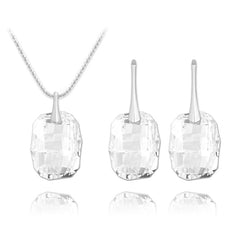 Sterling silver white Swarovski crystal jewellery set with faceted crystal necklace and matching earrings