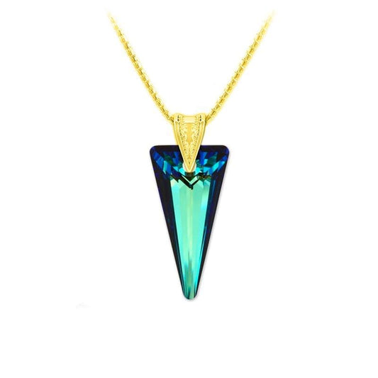 24K gold plated sterling silver Bermuda Blue Swarovski crystal pendant necklace