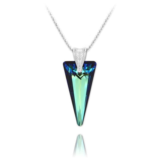 Sterling silver Bermuda Blue Swarovski crystal pendant necklace with rhodium plated finish