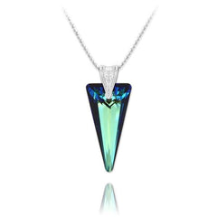 Sterling silver Bermuda Blue Swarovski crystal pendant necklace with rhodium plated finish