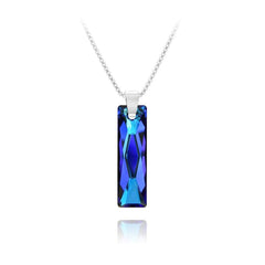 Sterling silver Bermuda Blue Swarovski crystal rectangular pendant necklace