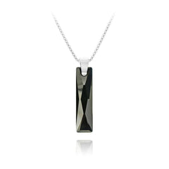 Sterling silver Jet Swarovski crystal rectangular pendant necklace