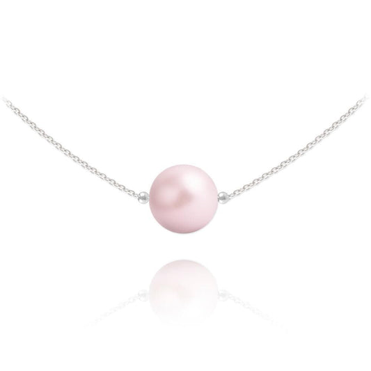 Sterling silver pastel rose Swarovski crystal pearl choker necklace