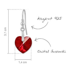 Silver Heart Siam Earrings
