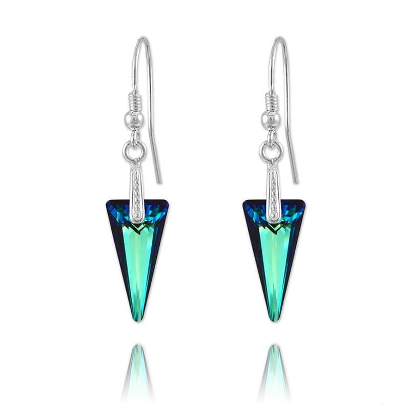 Sterling silver Bermuda Blue Swarovski crystal spike drop earrings