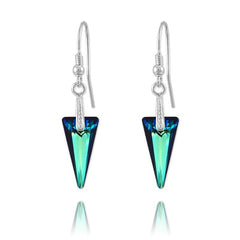 Sterling silver Bermuda Blue Swarovski crystal spike drop earrings