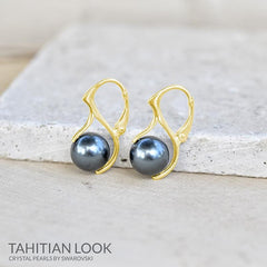 24K Gold Tahitian Look Pearl Drop Earrings