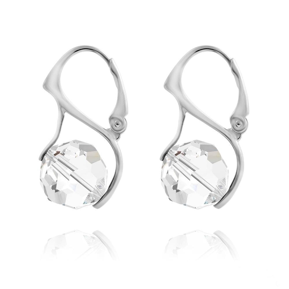 Sterling silver white Swarovski crystal pearl drop earrings with rhodium plated finish