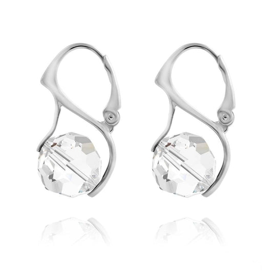 Sterling silver white Swarovski crystal pearl drop earrings with rhodium plated finish