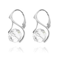 Sterling silver white Swarovski crystal pearl drop earrings with rhodium plated finish
