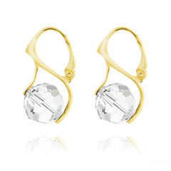 24K gold plated sterling silver white Swarovski crystal pearl drop earrings