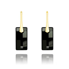 24K gold plated sterling silver Jet Swarovski crystal leverback drop earrings