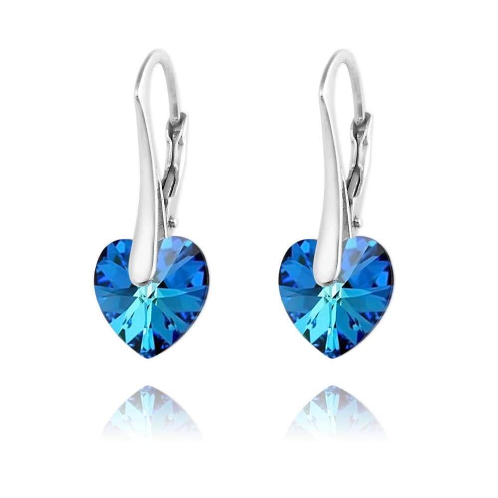 Silver Heart Earrings Blue