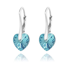 Silver Heart Earrings Aquamarine
