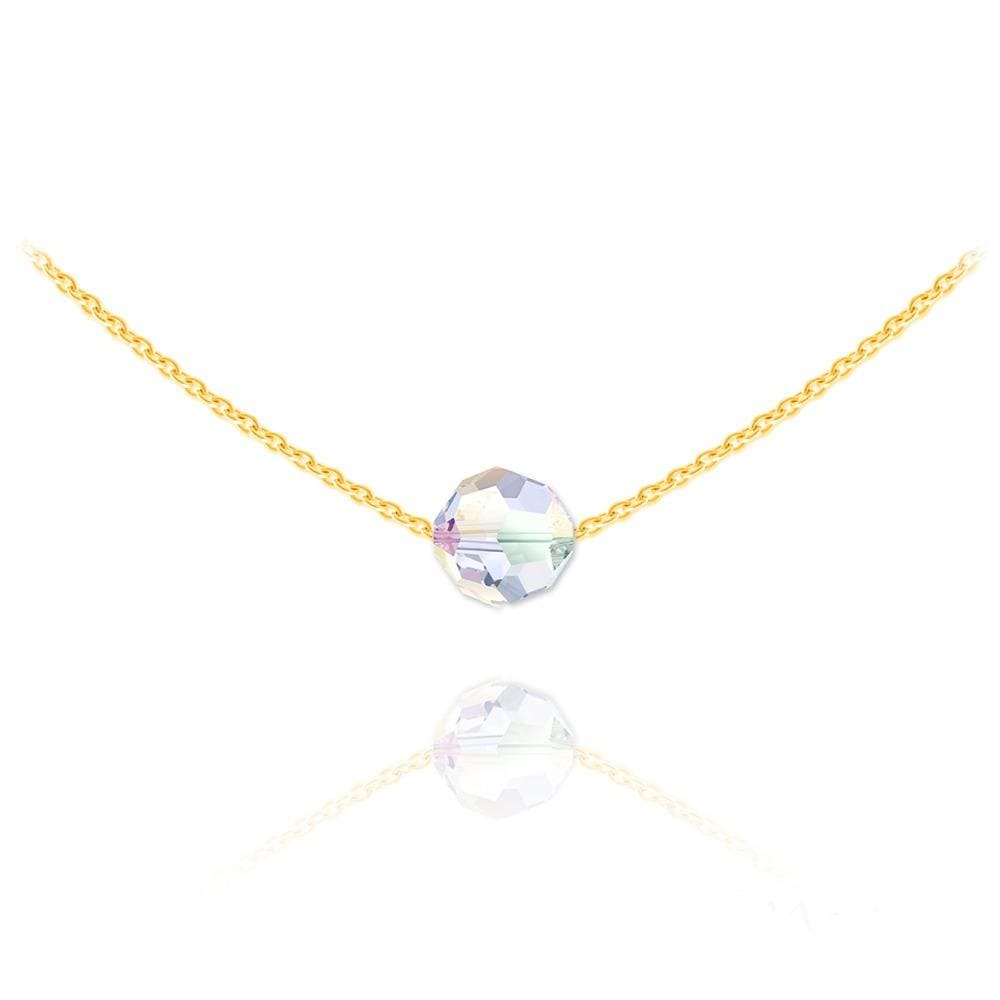24K gold plated sterling silver White AB Swarovski crystal choker necklace