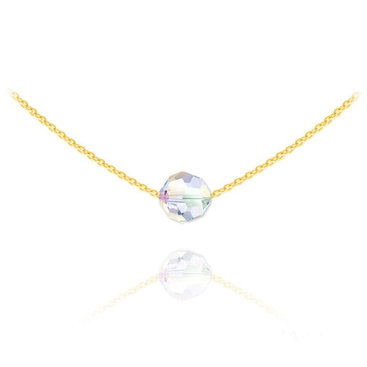 24K gold plated sterling silver White AB Swarovski crystal choker necklace