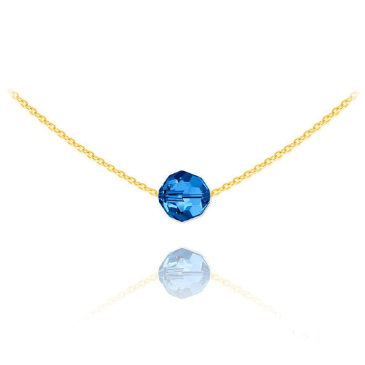 24K gold plated sterling silver Capri Blue Swarovski crystal choker necklace