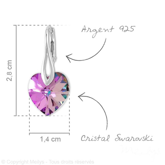 Swarovski Crystal Pink Heart Drop Earrings